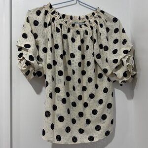 Women’s Cream Polka Dot Off-Shoulder Top